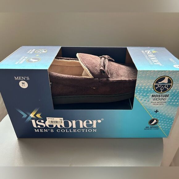 NWT Isotoner Men’s Collection Dark Chocolate Slipper - Picture 1 of 5